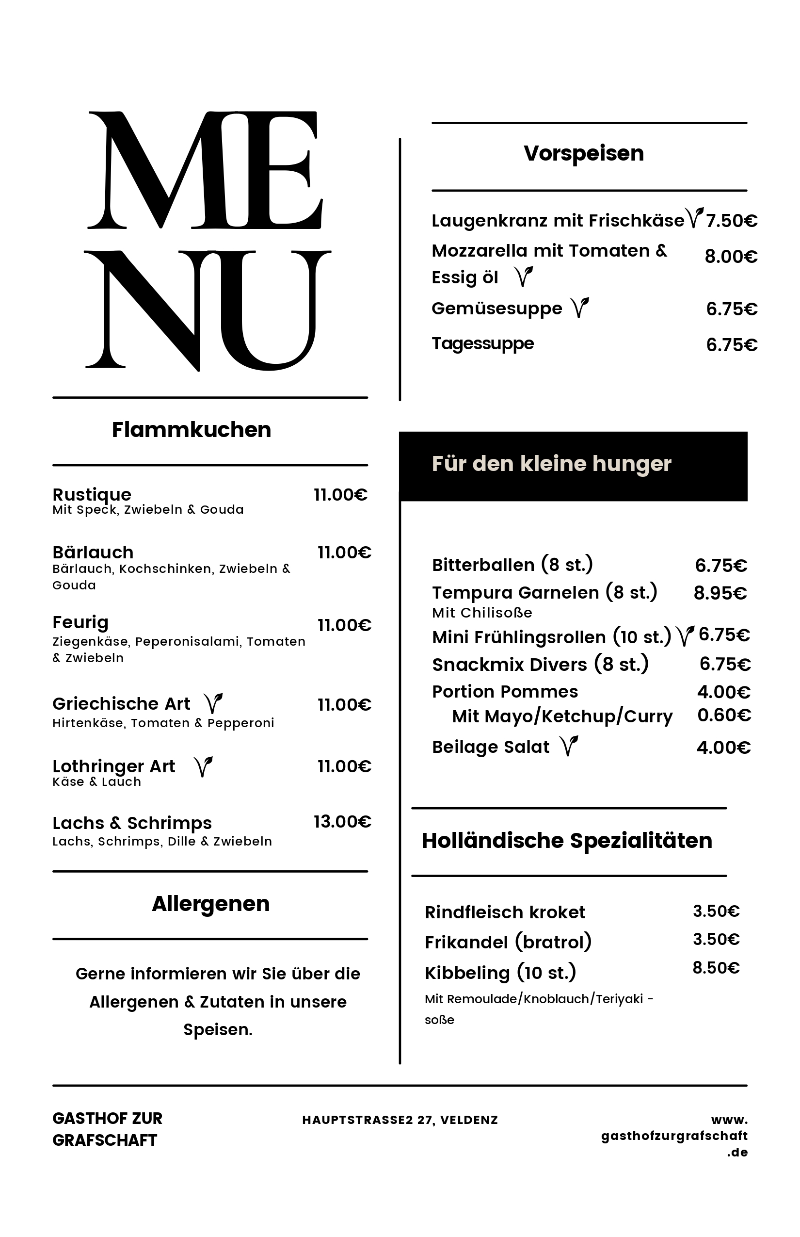 Menukaart 2025 deel 1